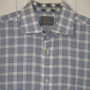Thomas Dean Mens L/S Blue Pima Cotton Dress Shirt - 16/35 or Large